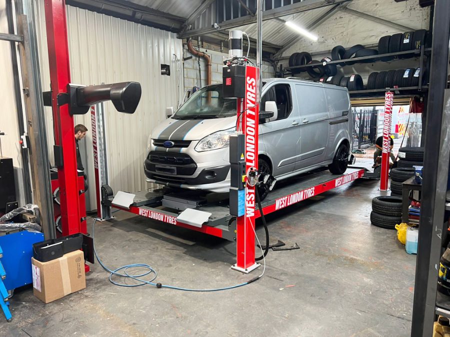 Full workshop in West Molesey — 300+ tyres in stock. Alignment, balancing, servicing, suspension, aircon — all in one place.